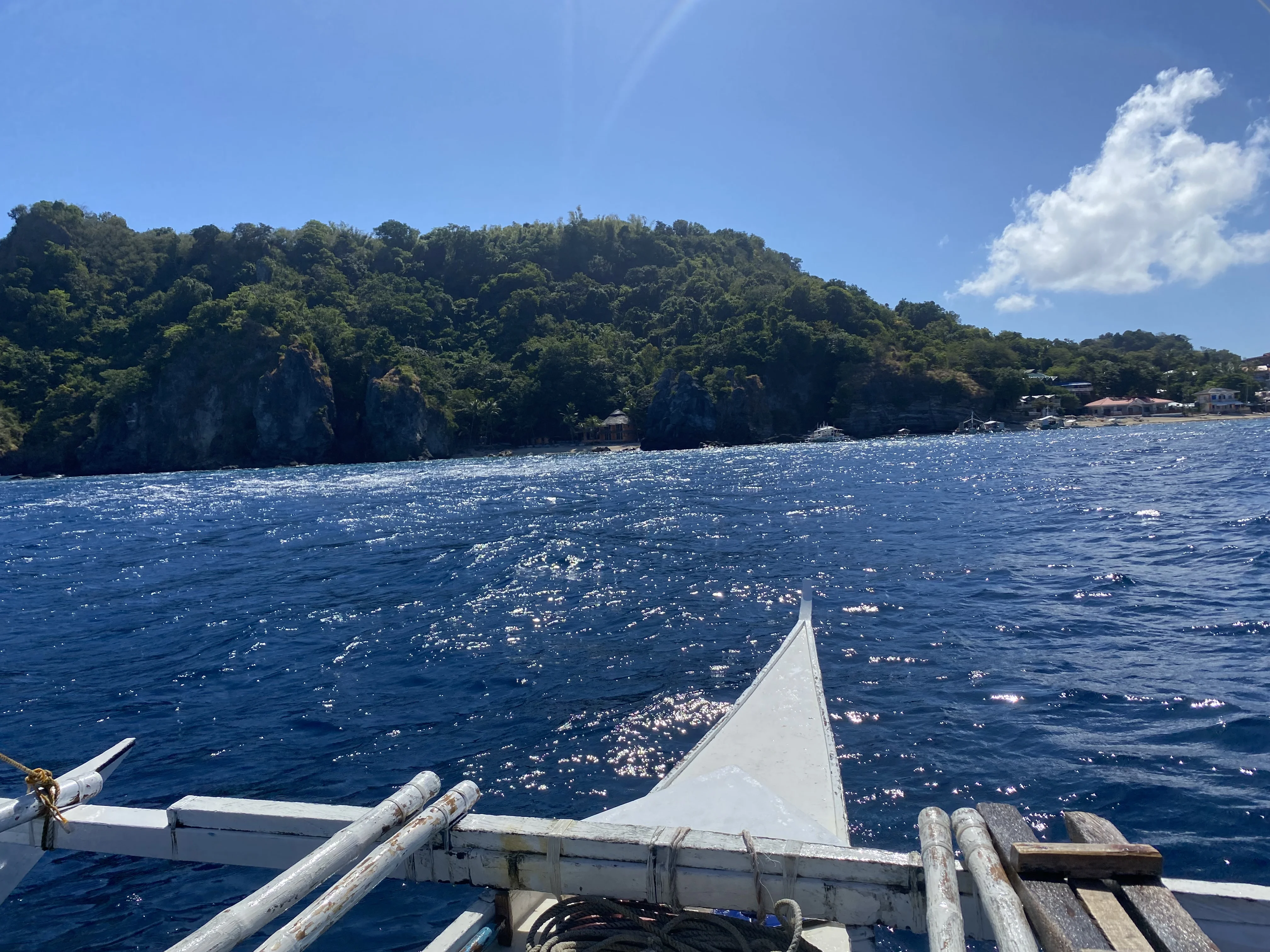 On the boat heading towards Apo Island