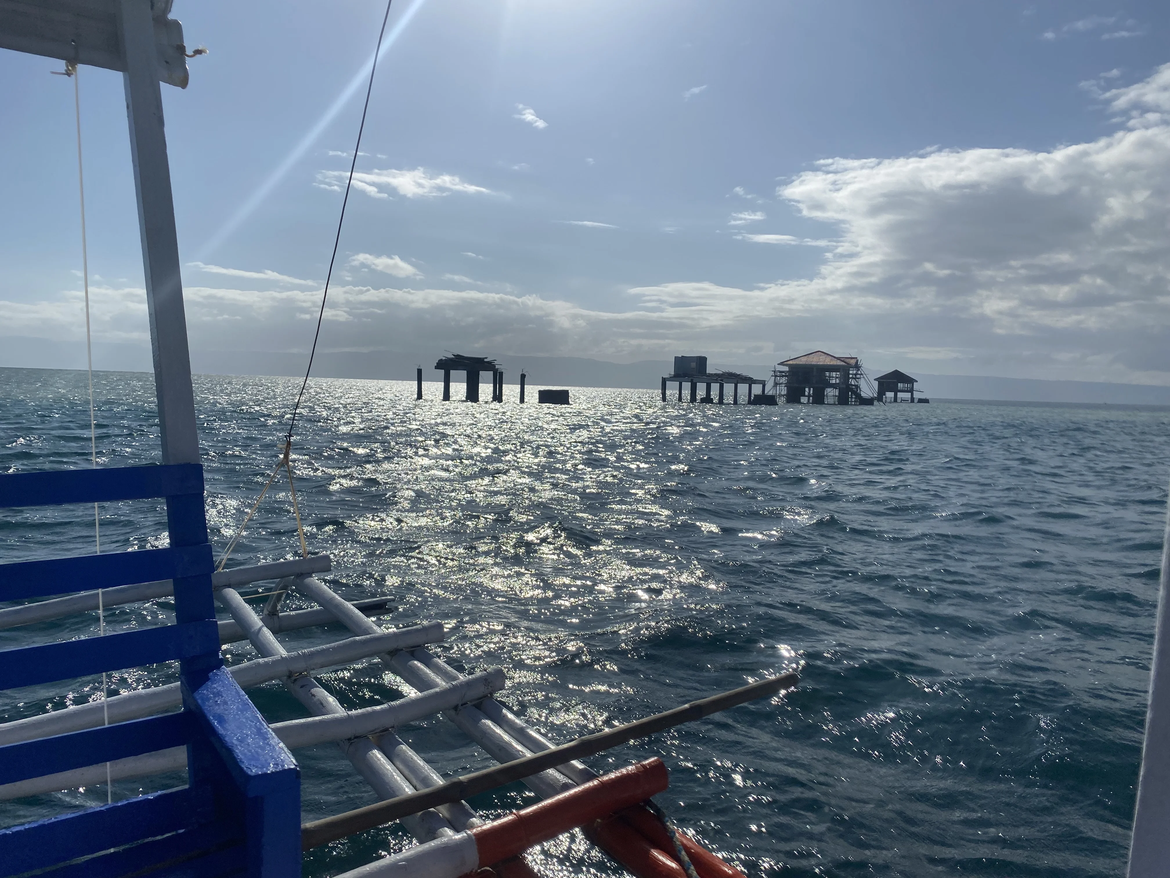 Bais rest houses in the shallows