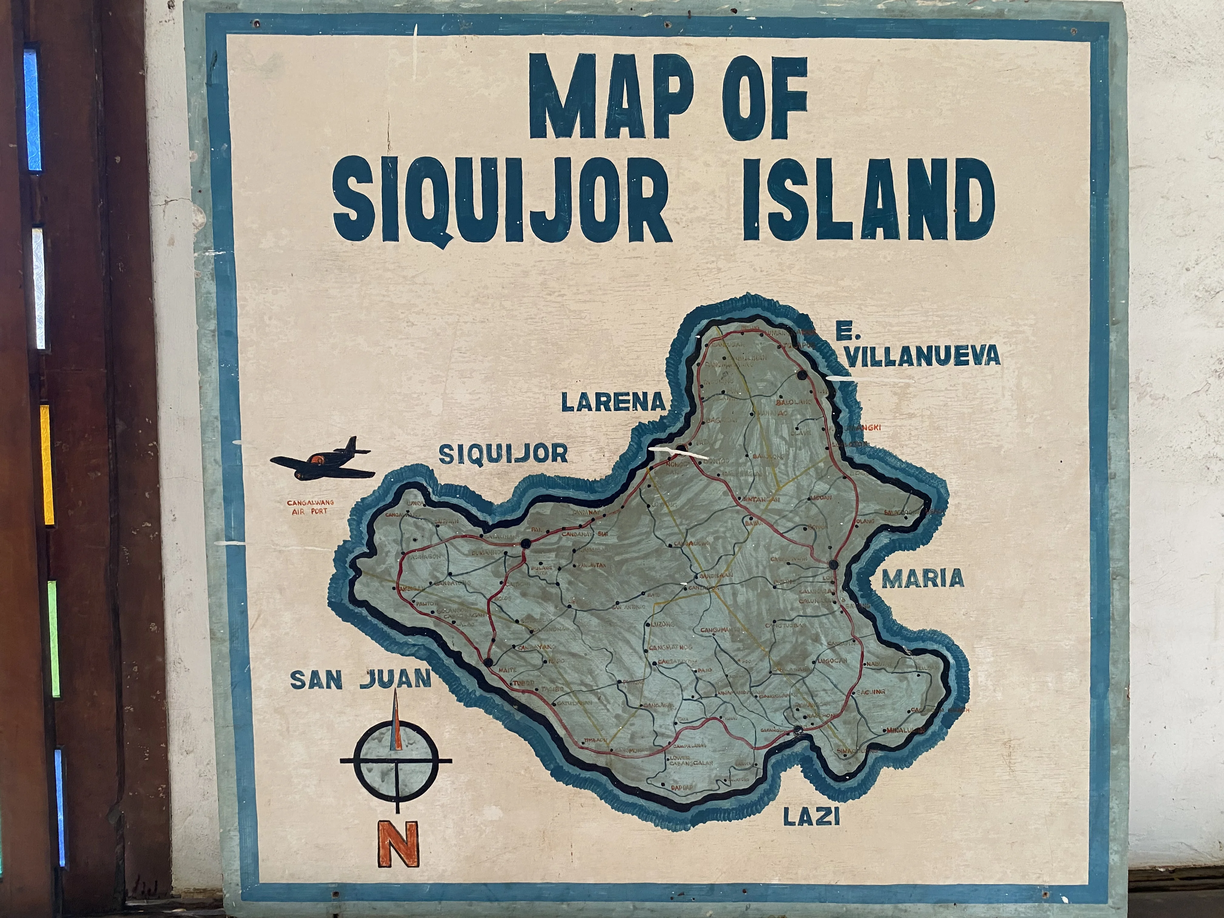 Map of Siquijor island in Lazi Church