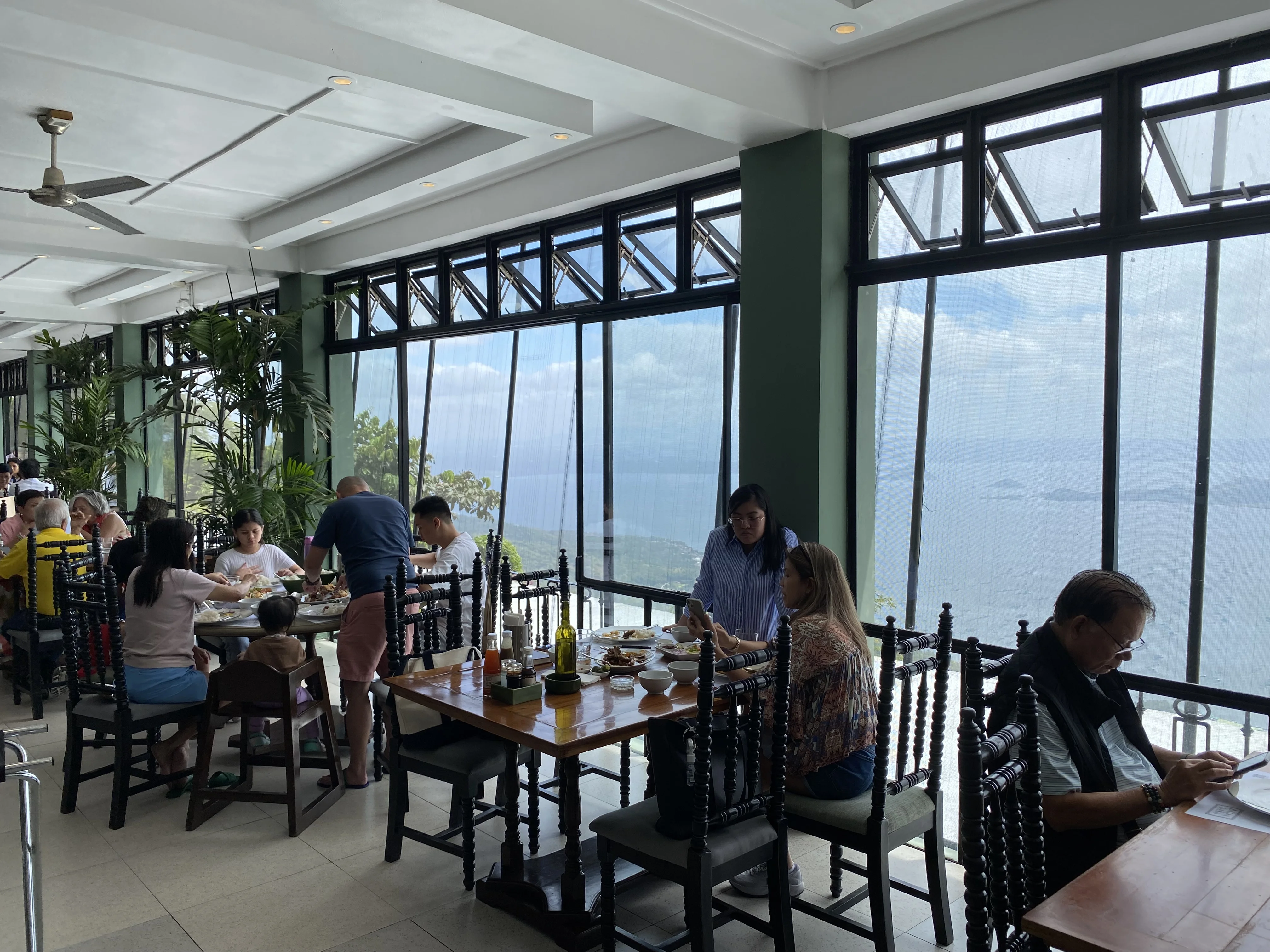 Dining room at Balay Dako overlooking Taal Lake